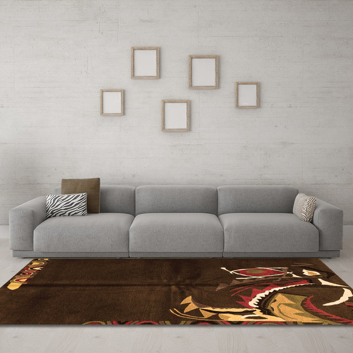 Machine Washable Abstract Orange Modern Area Rugs in a Living Room, wshabs3148org