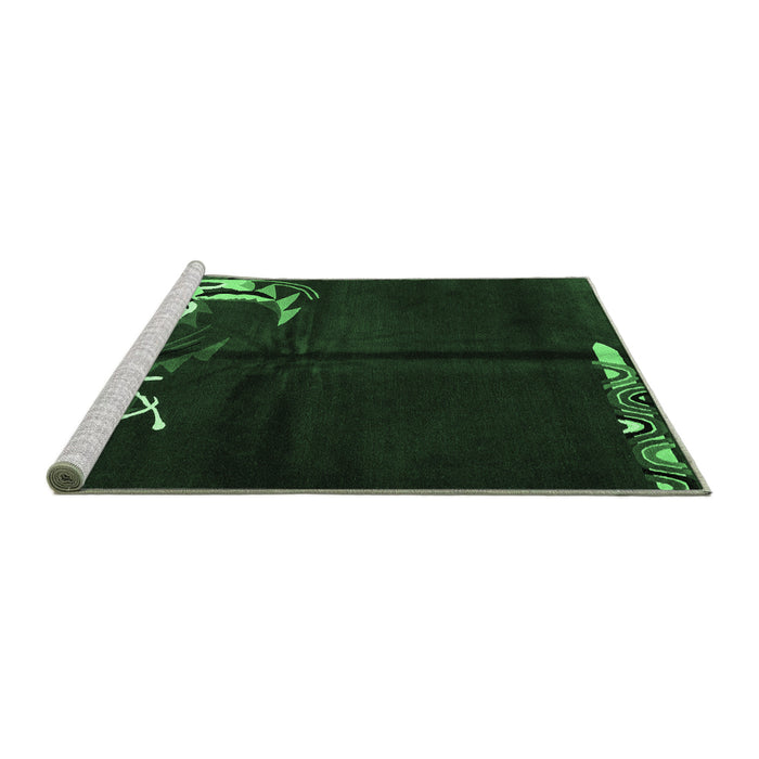 Sideview of Machine Washable Abstract Emerald Green Modern Area Rugs, wshabs3148emgrn