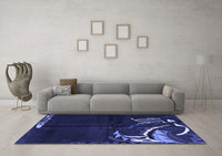 Machine Washable Abstract Blue Modern Rug, wshabs3148blu