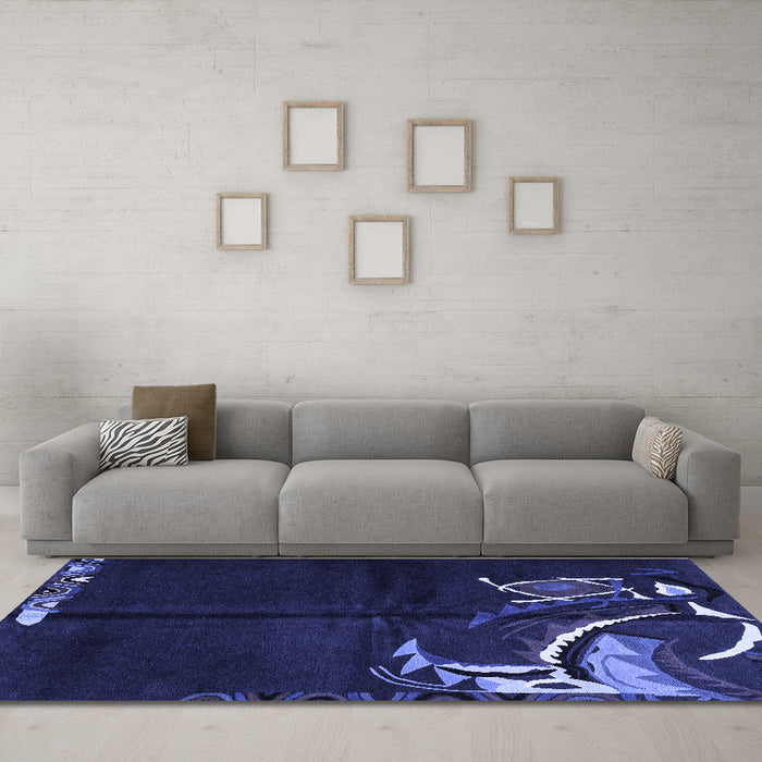 Machine Washable Abstract Blue Modern Rug in a Living Room, wshabs3148blu