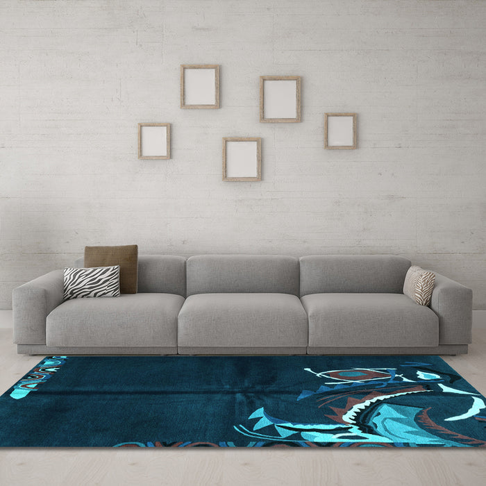 Machine Washable Abstract Light Blue Modern Rug in a Living Room, wshabs3148lblu