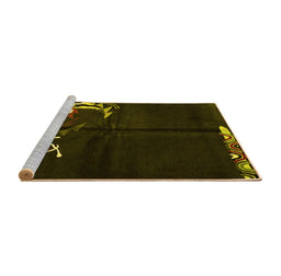 Sideview of Machine Washable Abstract Yellow Modern Rug, wshabs3148yw