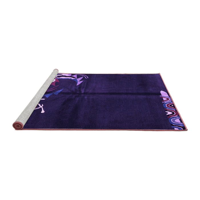 Sideview of Machine Washable Abstract Purple Modern Area Rugs, wshabs3148pur