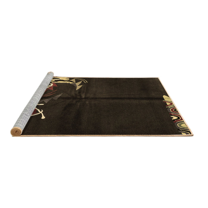 Sideview of Machine Washable Abstract Brown Modern Rug, wshabs3148brn