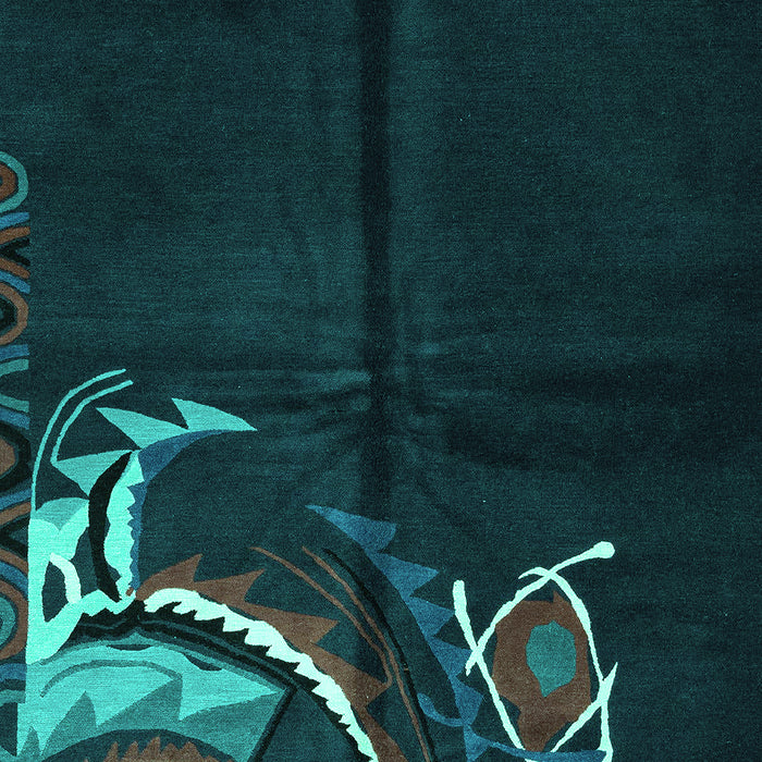 Machine Washable Abstract Turquoise Modern Area Rugs, wshabs3148turq