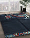 Machine Washable Abstract Blue Moss Green Rug in a Family Room, wshabs3148