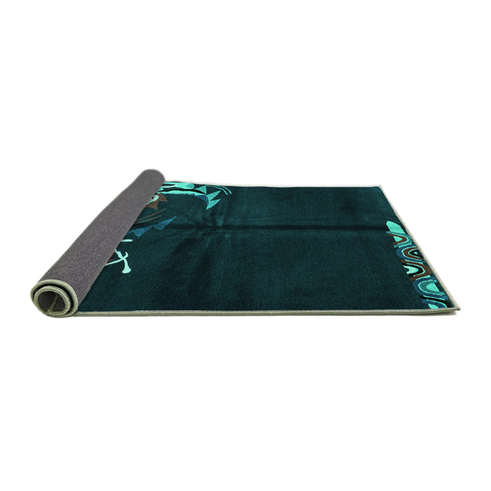 Sideview of Abstract Turquoise Modern Rug, abs3148turq