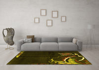 Machine Washable Abstract Yellow Modern Rug, wshabs3148yw