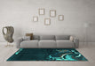 Machine Washable Abstract Turquoise Modern Area Rugs in a Living Room,, wshabs3148turq