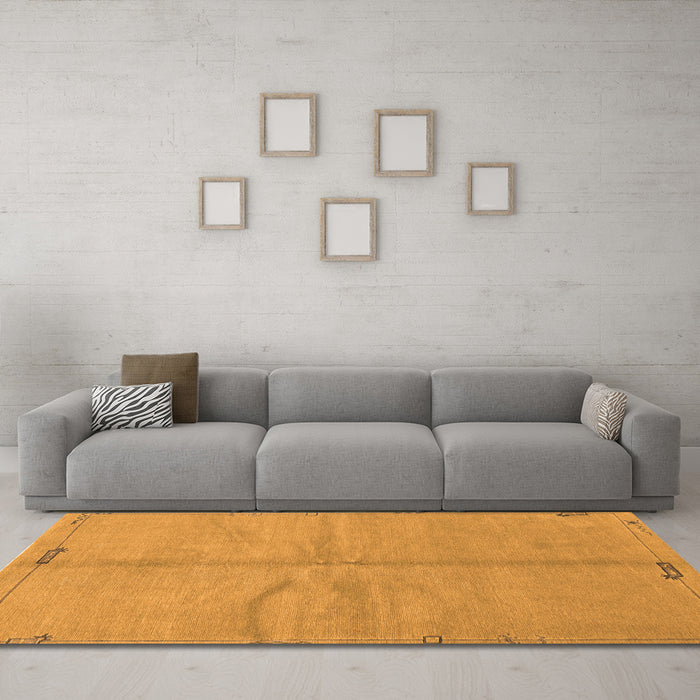 Machine Washable Abstract Orange Modern Area Rugs in a Living Room, wshabs3149org