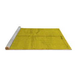 Sideview of Machine Washable Abstract Yellow Modern Rug, wshabs3149yw
