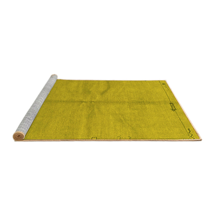 Sideview of Machine Washable Abstract Yellow Modern Rug, wshabs3149yw