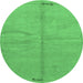 Round Abstract Emerald Green Modern Rug, abs3149emgrn