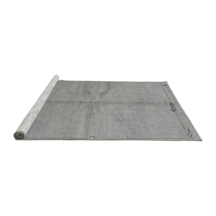 Sideview of Machine Washable Abstract Gray Modern Rug, wshabs3149gry