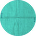 Round Abstract Turquoise Modern Rug, abs3149turq