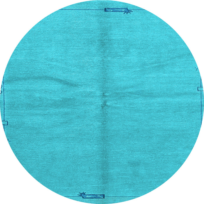 Round Abstract Light Blue Modern Rug, abs3149lblu