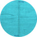 Round Abstract Light Blue Modern Rug, abs3149lblu