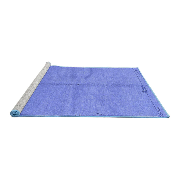 Sideview of Machine Washable Abstract Blue Modern Rug, wshabs3149blu