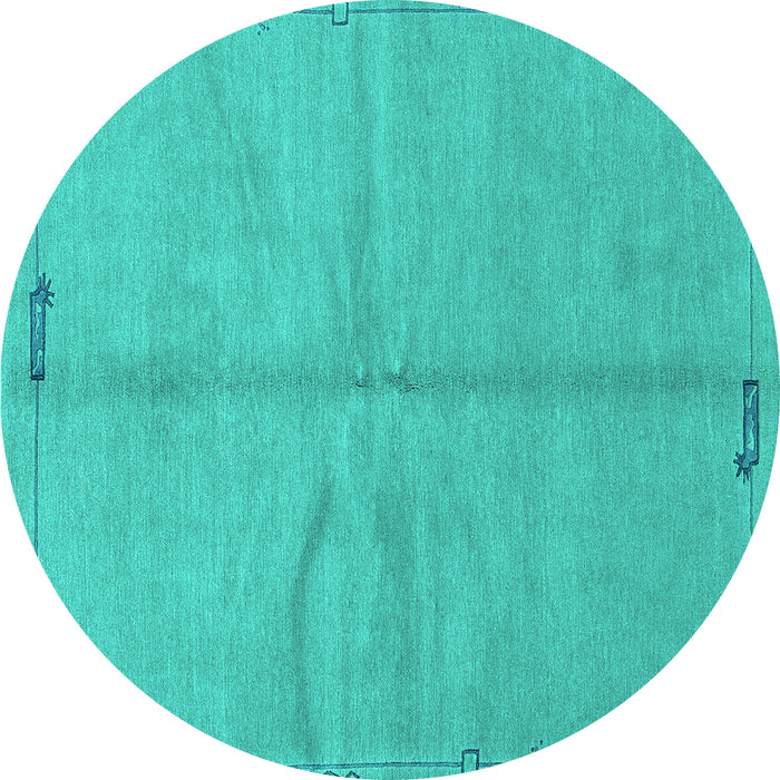 Round Machine Washable Abstract Turquoise Modern Area Rugs, wshabs3149turq