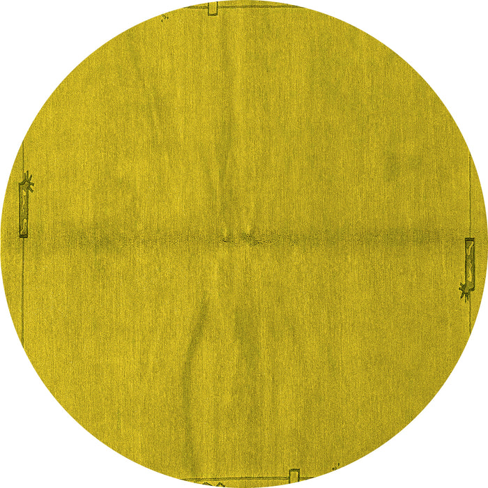 Round Machine Washable Abstract Yellow Modern Rug, wshabs3149yw