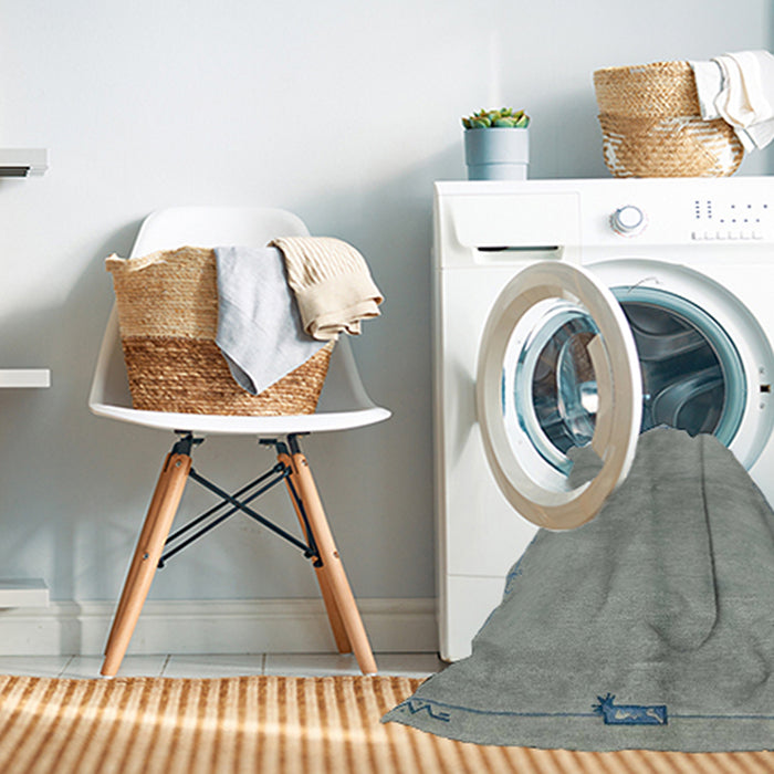 Machine Washable Abstract Dark Gray Rug in a Washing Machine, wshabs3149