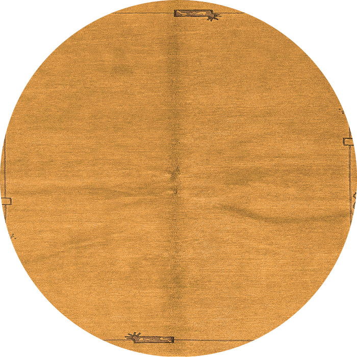 Round Machine Washable Abstract Orange Modern Area Rugs, wshabs3149org