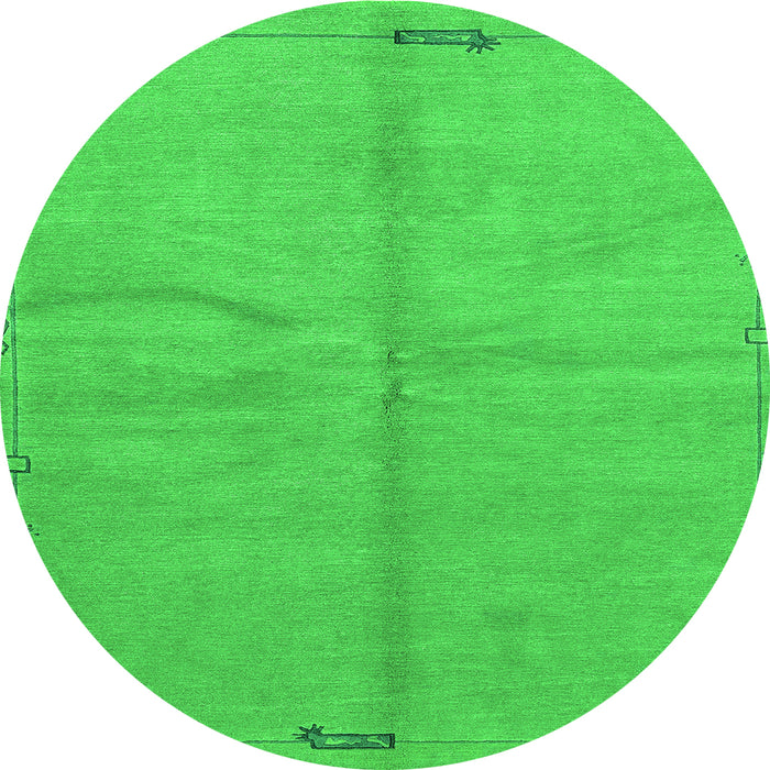 Round Machine Washable Abstract Green Modern Area Rugs, wshabs3149grn
