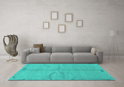 Machine Washable Abstract Turquoise Modern Area Rugs in a Living Room,, wshabs3149turq