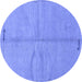 Round Abstract Blue Modern Rug, abs3149blu