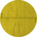 Round Abstract Yellow Modern Rug, abs3149yw