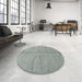 Round Abstract Dark Gray Modern Rug in a Office, abs3149