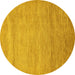 Round Abstract Yellow Modern Rug, abs314yw