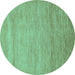 Round Abstract Turquoise Modern Rug, abs314turq