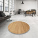 Round Machine Washable Abstract Orange Rug in a Office, wshabs314