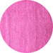 Round Machine Washable Abstract Pink Modern Rug, wshabs314pnk