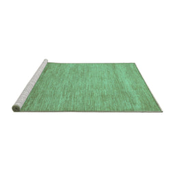 Sideview of Machine Washable Abstract Turquoise Modern Area Rugs, wshabs314turq