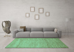 Machine Washable Abstract Turquoise Modern Area Rugs in a Living Room,, wshabs314turq