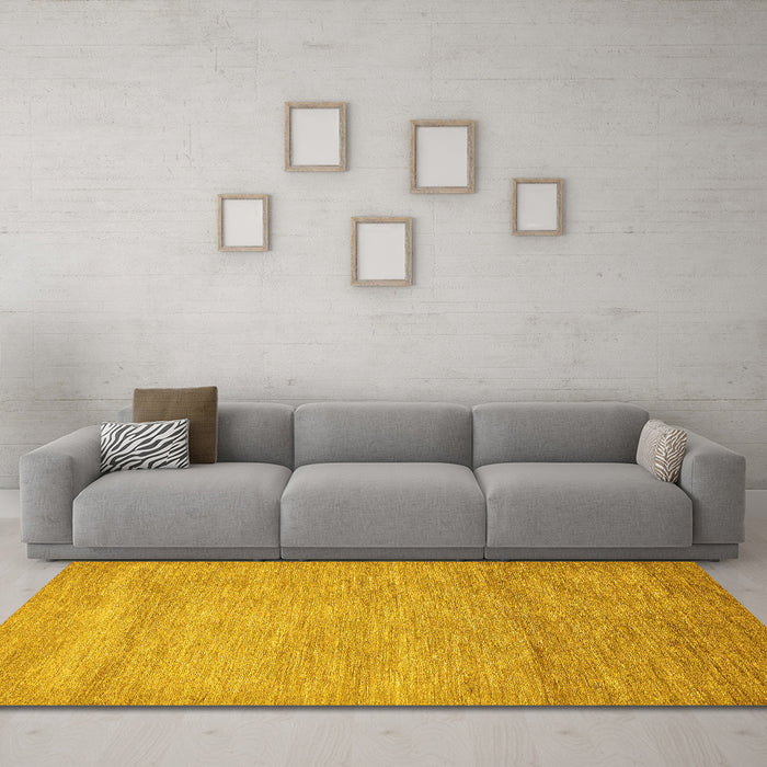 Machine Washable Abstract Yellow Modern Rug in a Living Room, wshabs314yw