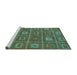 Sideview of Machine Washable Abstract Army Green Rug, wshabs315