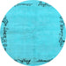 Round Abstract Light Blue Modern Rug, abs3150lblu