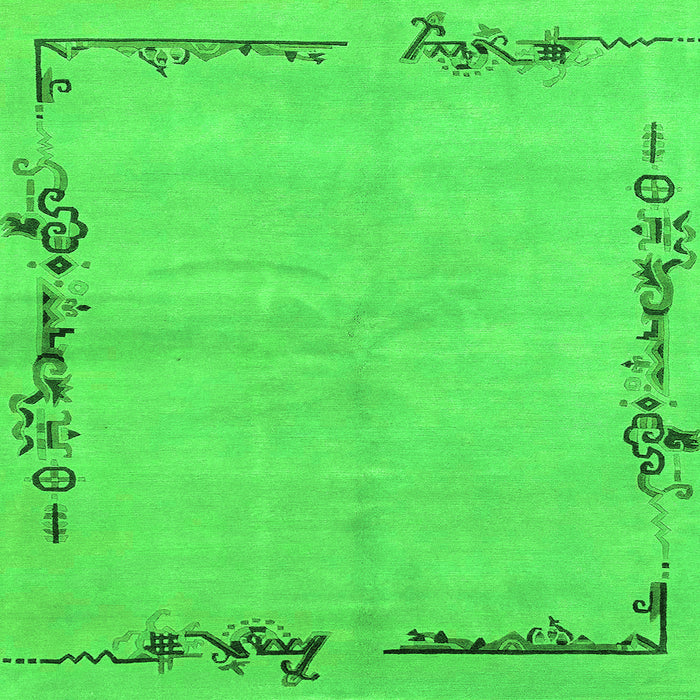 Square Abstract Green Modern Rug, abs3150grn