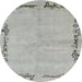 Round Abstract Gunmetal Gray Modern Rug, abs3150