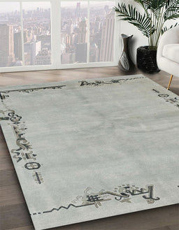 Abstract Gunmetal Gray Modern Rug in Family Room, abs3150