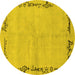 Round Abstract Yellow Modern Rug, abs3150yw