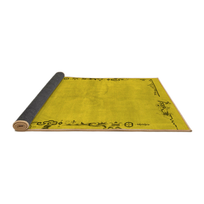 Sideview of Abstract Yellow Modern Rug, abs3150yw