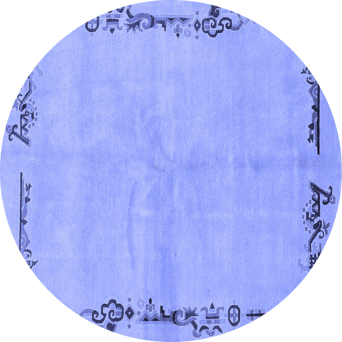 Round Machine Washable Abstract Blue Modern Rug, wshabs3150blu