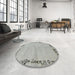 Round Machine Washable Abstract Gunmetal Gray Rug in a Office, wshabs3150