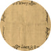 Round Abstract Brown Modern Rug, abs3150brn