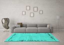 Machine Washable Abstract Turquoise Modern Area Rugs in a Living Room,, wshabs3150turq