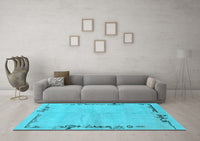 Machine Washable Abstract Light Blue Modern Rug, wshabs3150lblu